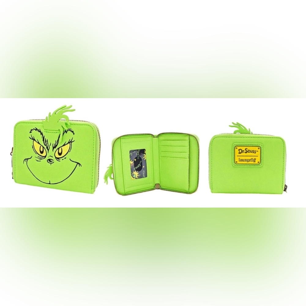 Loungefly Dr. Seuss the Grinch Faux Leather Mini Backpack and Wallet Set - Picture 9 of 12